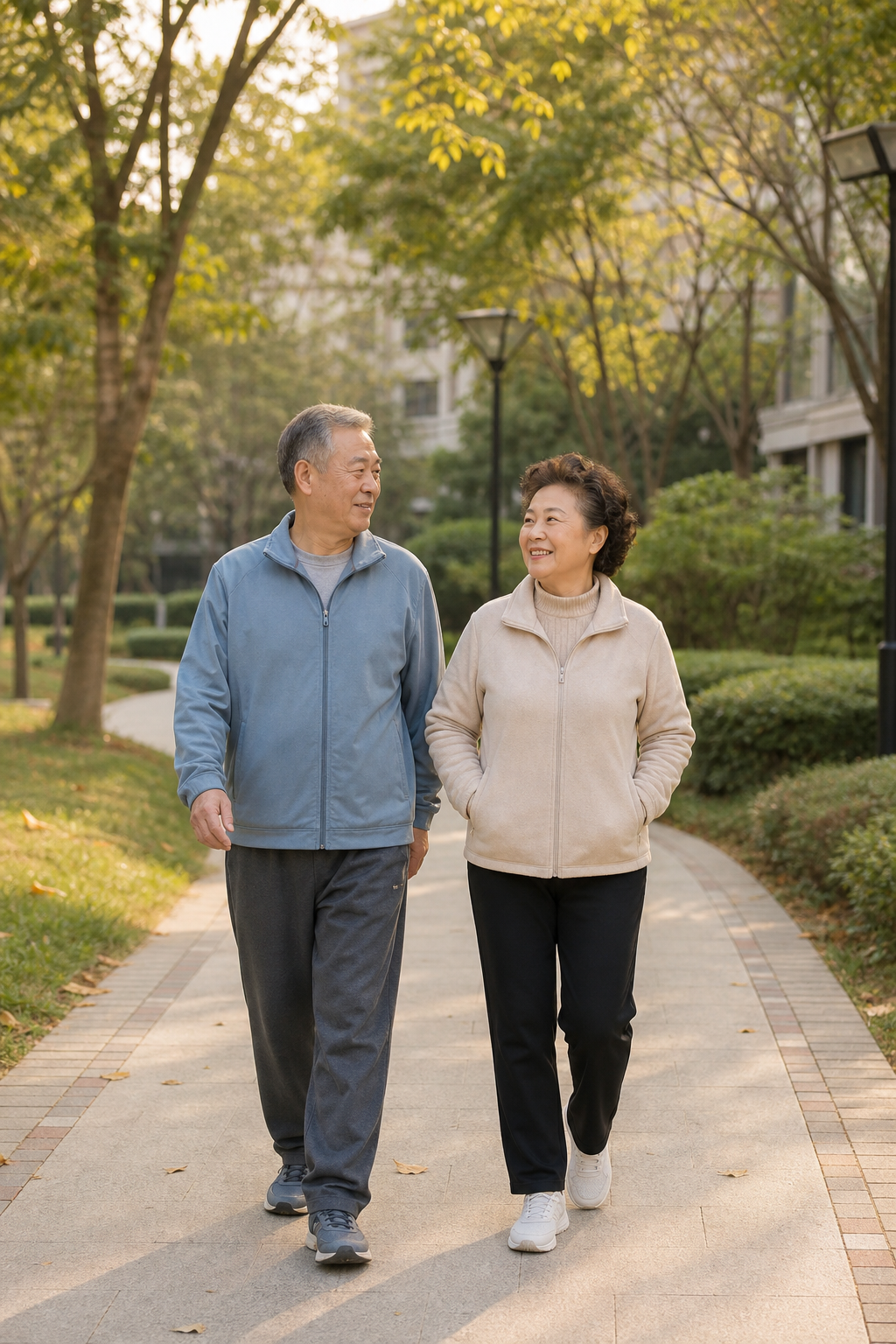 老年夫妻在公园散步